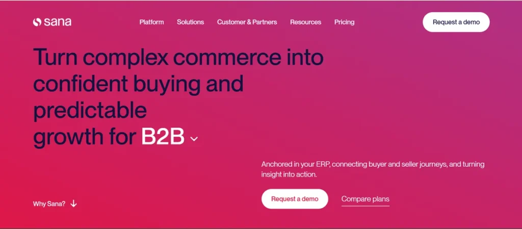 Sana Commerce B2B eCommerce software for ERP-integrated wholesale and manufacturing businesses